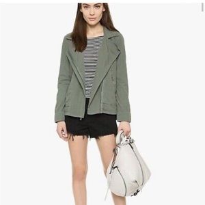 Splendid Women's Palomar Poplin Jacket Army Green Utility Moto Jacket Si…